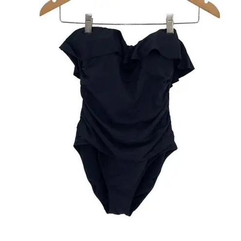 Bleu Rod Beattie Womens Ruffle Bandeau Wave Runner One-Piece Swimsuit Black Sz 4