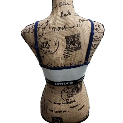 Umbro Sports Bra Womens Size Medium White Navy Blue Trim Elastic Band Athletic