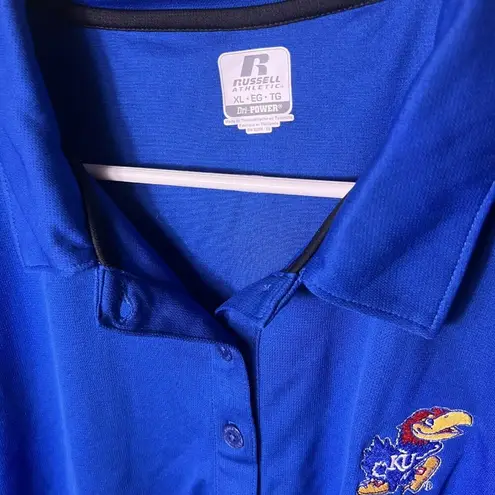 Russell Athletic University of Kansas Polo Short Sleeve Shirt Blue Sports Russell X-Large