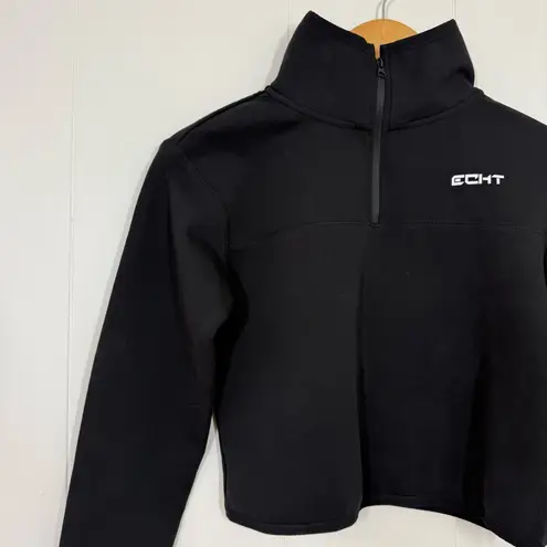ECHT  Black Pima Cropped Half Zip