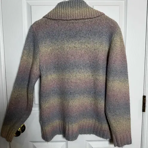 Woolrich Vintage Dusk Ombre Cowl Neck Sweater Pastel Striped Soft Cozy Knit Lrg