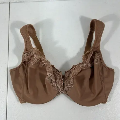 GLAMORISE 34G Bra Low Cut WonderWire Lace Bra Padded Underwire Wide Strap Brown Size undefined - Image 3