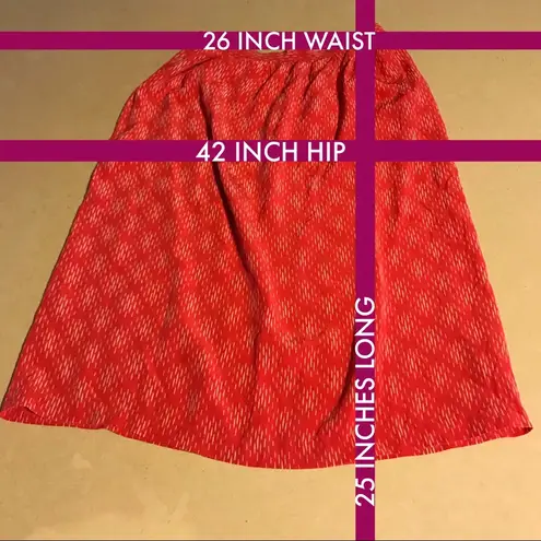 Maggy London VINTAGE 1980'S RED AND TAN SILK MIDI SKIRT (10)