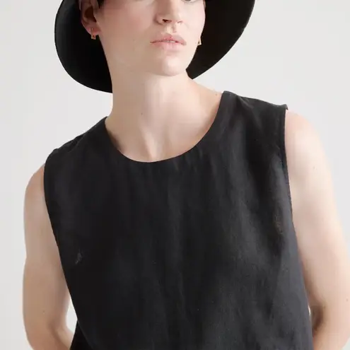 Quince NWT 100% European Linen Black Tank Sz S