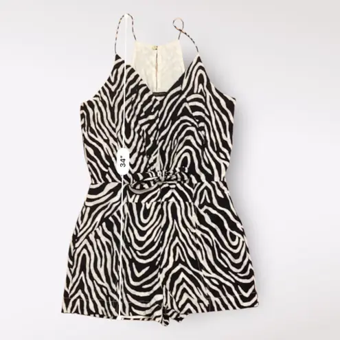 ViX Paula Hermanny Fiorella Black Nora Mini Romper Zebra Print NWOT Size M Size M