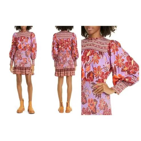 Farm Rio  Sweet Floral Long Sleeve Minidress (XS)