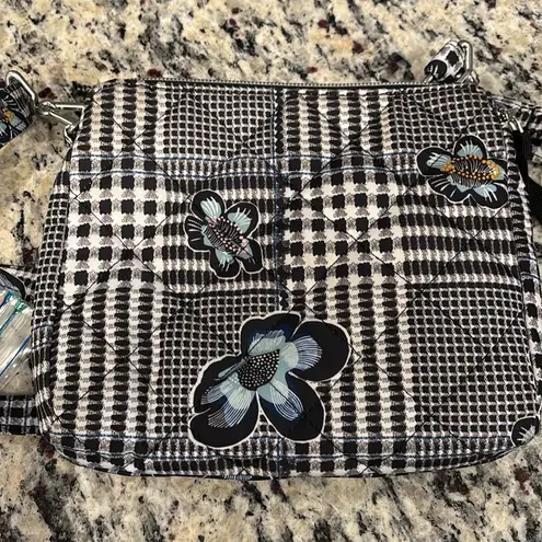 Vera Bradley performance twill Black & White third compartment crossbody Bag