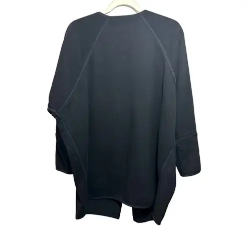 Athleta  Sz M Cozy Karma Wrap Jacket Cardigan Oversized Fleece Black 383713