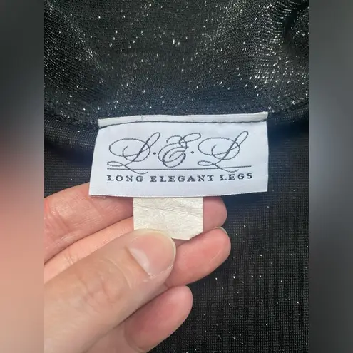 Vintage 90s Long Elegant Legs black sparkle zip front mock neck top, size medium