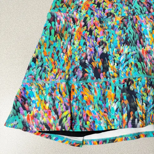Dona Jo Skort Skirt Small Womens Blue Multi Abstract Tennis Pickleball Shorts
