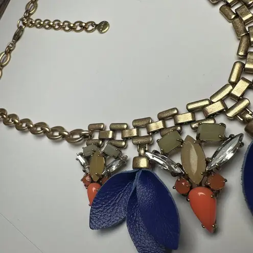 Stella & Dot Melia Blue Petal Rhinestone Multi Color Statement Bib Necklace