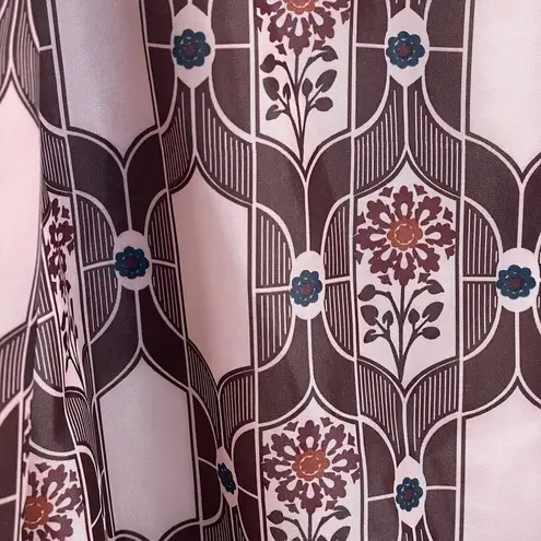 London Fog Vintage Women's XL Tan Mid Trench Coat w/ Belt Pink Silky Lined Print