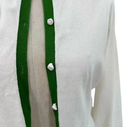 Shoshanna Strawberry Embroidered Cardigan White Green Trim Size Large