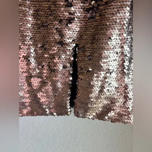 English Factory NWT Rose Gold Bronze Sequin Knee Length Straight Pencil Skirt L
