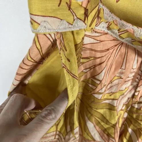 Tahari NWT 100% Linen Tropical Belted Shorts Sz 8 Pink Mustard High Rise Resort