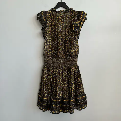 Ulla Johnson Nyssa Sleeveless Floral Silk Dress in Noir Size 0