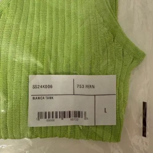 Maryam Nassir Zadeh Blanca Tank Size Large Brat Neon Green Ribbed Knit Top NWT