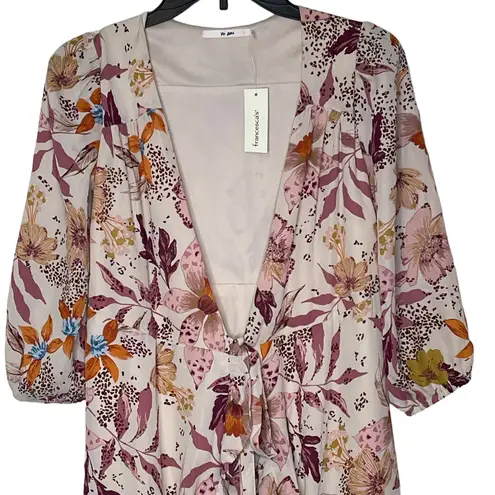 Francesca's Mi Ami 3/4 Sleeve Floral Wrap Dress Hi