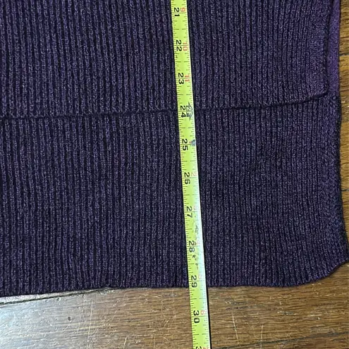White + Warren Deep Purple Cashmere Turtleneck Tunic Sweater, Medium