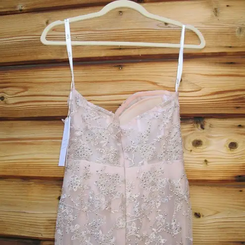 Mac Duggal 21036 Pink Strapless Lace Embellished Trumpet Gown With 3D Flower