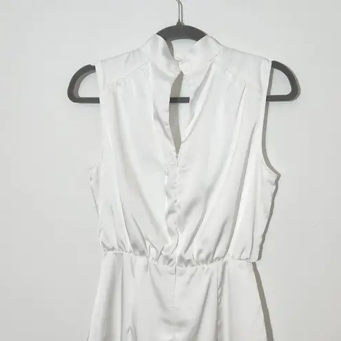 Lulus  White Sleeveless Mini Satin Blouson Dress NWT Size Small White Mini Dress