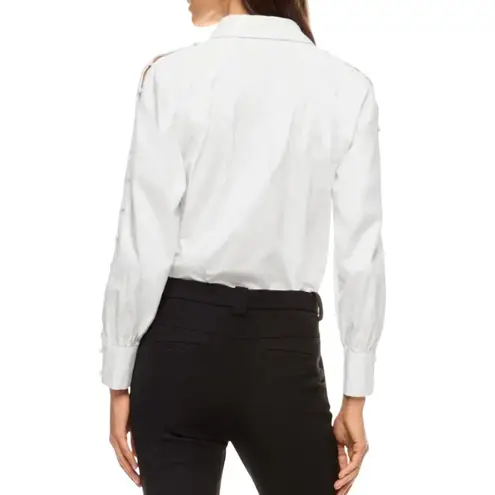 Prabal Gurung x RTR Poplin Split Sleeve Tuxedo Shirt in White, Size US 4 White
