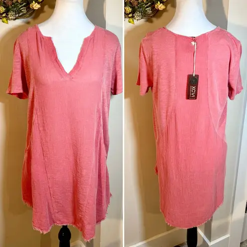 XCVI Edlyn Lightweight Cotton Linen Gauze Curved Hem Dress w/Pockets NWT Sz S