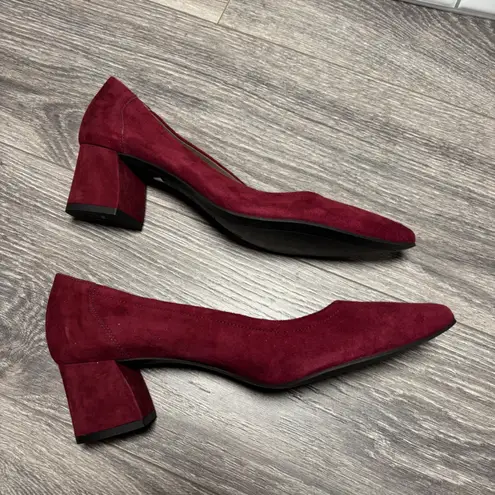 Paul Green Burgundy Suede Tammy Pointed Toe Block Heel Pumps Dress Size 7.5