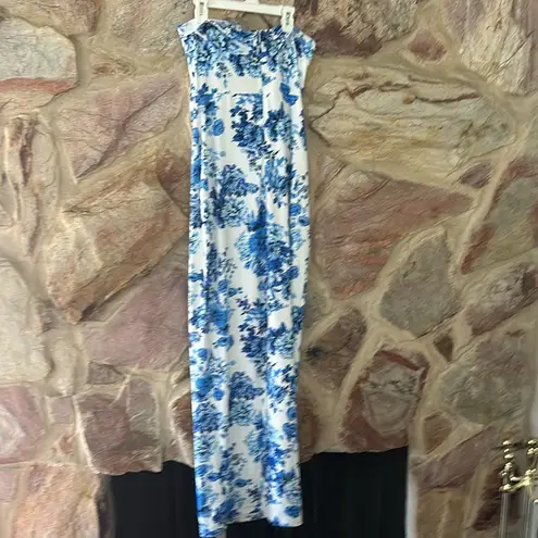 Commense Multi Floral Split Long Dress size M Blue Size M