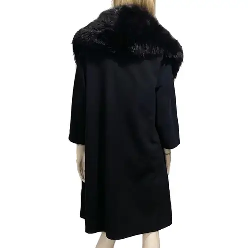 Vintage CAPELLA A Luxurious Fabric Fur Collar Black Open front Long Coat Size undefined