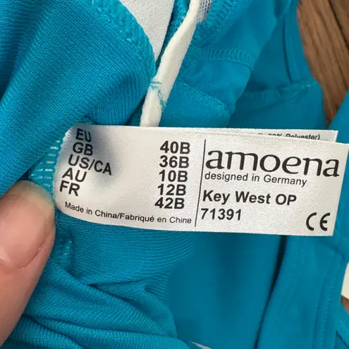 Amoena Key West One Piece Swimsuit Mastectomy Aqua Blue size 10 Cup B NWT