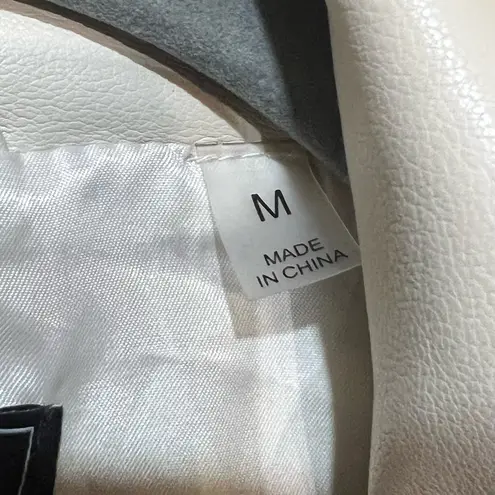 Bagatelle NWT Cream Faux Leather Moto Jacket Women’s M | Vegan Neutral Chic Fall