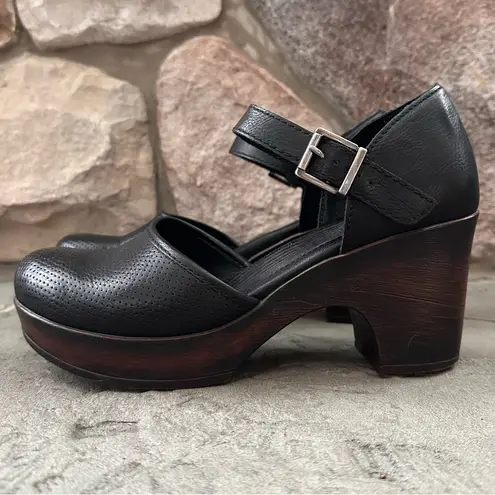 B.o.с. Born Concept Gia Clog Platform Heel Mary Jane Faux Leather Buckle Closure Black Size 8