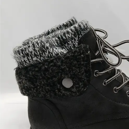 Cliffs By White Mountain Duena Hiking Boot Women 6W Black Faux Leather Gorpcore Size 6