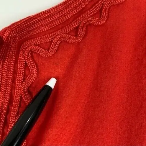 Calypso St. Barth  Red Embroidered Boho Cotton Blouse S Keyhole Neckline Chic thumbnail 3