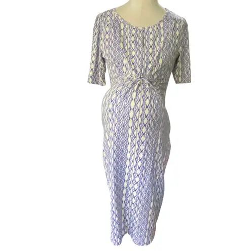 Seraphine Purple Aztec print Long Sleeve Maternity Dress Size 6