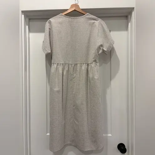 Roolee Gingham Button-Front Cottagecore Granola Style Midi Dress Size Medium