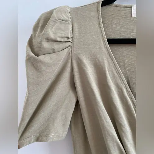 Nation Ltd Lennox Wrap Puff Sleeve Romper In Safari Green Size XS