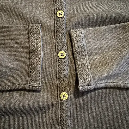 Henri Bendel NWT New York Silk Blend Basic Cardigan Black M Deadstock