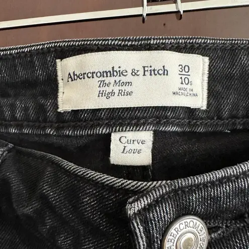 Abercrombie & Fitch  |  Curve Love The Mom High Rise Jeans Black Destroyed Sz 20