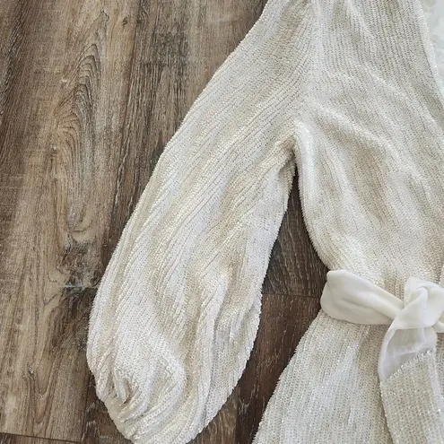 Retrofete Gabrielle Robe Dress in White Sequins Size XS Long Sleeve Blet