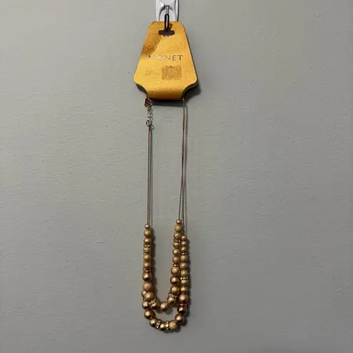 Monet Gold Tone Beaded Statement Necklace