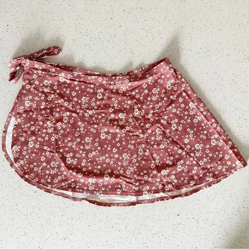 ANDIE Swim Sarong Bottom Side Tie Skirt Coverup Ditsy Floral Rose Pink Size L