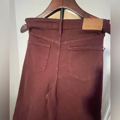 Judy Blue Garment Dyed High-Waist Tummy Control Wide Leg Cropped Jean Marroon