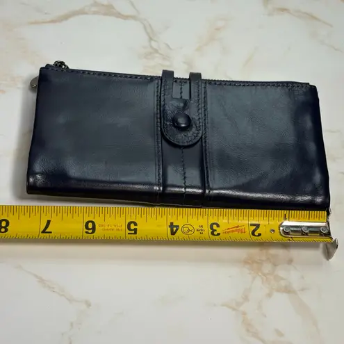 Roulens Blue Leather Wallet Snap Closure Zip Pockets ID Card Holder 7"x4"x1"