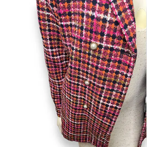 Aura | Red Dress Boutique Tweed Pink Orange Blazer Pearl Buttons Gold Accents
