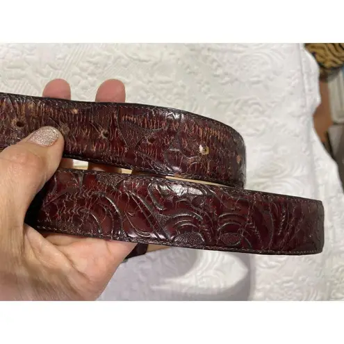 Barse La Fayette Embossed Italian Leather Belt 1997 Brown