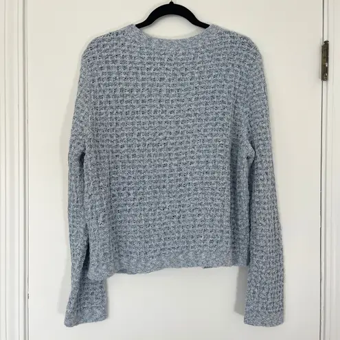 Lands' End $103 Women's Tweed Boucle Cardigan Jacket Sweater Women's Size Large Blue