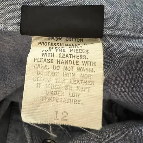 Vintage Chambray Squiggle Embellished Coverall Jumpsuit Blue Size 12