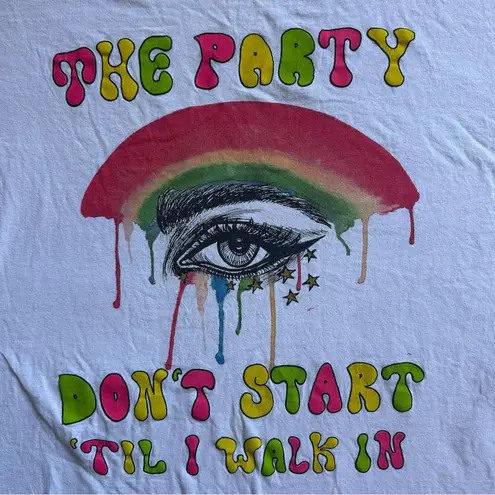 Kesha Colorful Graphic Eye Short Sleeve Tee Size S/M White